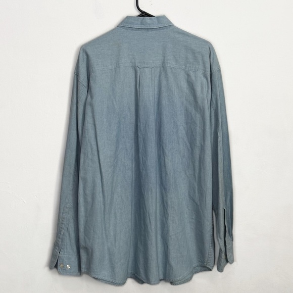 Warner Bros. Vintage 90s Embroidered Daffy Duck Zap Blue Denim Shirt sz M - Picture 7 of 9